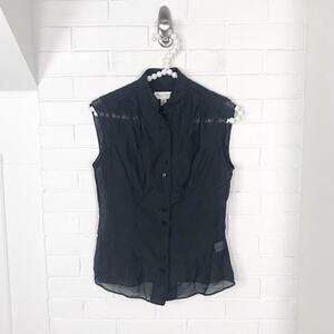 Isaac Mizrahi For Target Y2K Sheer Black Button Down Tank Top Size XS